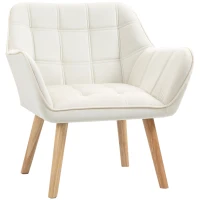 HOMCOM Fauteuil style scandinave dossier haut et accoudoirs, revêtement en polyester effet velours, 67 x 61,5 x 71 cm, crème(m-1)