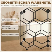 HOMCOM Weinregal für 13 Flaschen Flaschenregal mit Wabendesign Verstellbaren Füßen Kippschutz Metall 43 x 15,5 x 31 cm Schwarz(m-4)