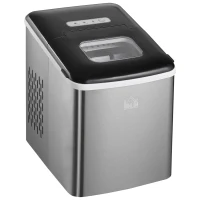 HOMCOM Ice Maker Machine Countertop, 9 Ice Cubes in 8 Mins, 12KG in 24Hrs, Self-Cleaning Portable Ice Cube Maker w/ Adjustable Ice Size, Ice Scoop, Basket, Stainless Steel, No Plumbing Required, Black(m-10)