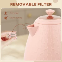 HOMCOM 3kW Rapid Boil Honeycomb Kettle - Light Pink(m-7)