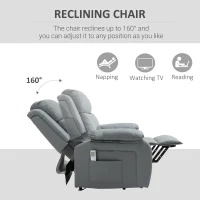 HOMCOM Riser and Recliner Chair with Vibration Massage, PU Leather Power Lift Chair for Elderly, Grey(m-5)