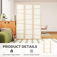 HOMCOM Wooden Folding Privacy Screen, 3 Panel Room Divider for Bedroom, Natural Wood Finish(m-4)