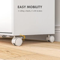 HOMCOM Rolling Ironing Board Cabinet, Foldable Ironing Station with Storage, Wheels for Home, Laundry Room, White(m-7)