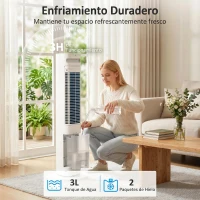 HOMCOM Climatizador Evaporativo 3 en 1 con Depósito de 3 L Oscilación 48° 3 Velocidades 3 Modos Temporizador 12h Blanco(m-5)