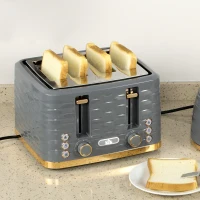 HOMCOM Four-Slice Rippled Toaster - Grey(m-10)