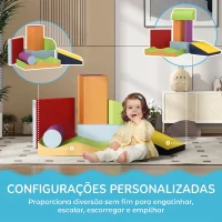HOMCOM Conjunto de 7 Blocos de Espuma para Crianças 1-3 Anos, Blocos de Psicomotricidade e Construção, 60x40x11 cm, Multicolor(m-5)