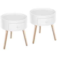 HOMCOM Lot de 2 tables basses - table de chevet - table de nuit ronde - design scandinave table d'appoint bout de canapé