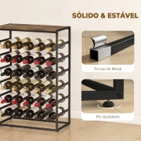 HOMCOM Garrafeira para 30 Garrafas de 6 Níveis com Superfície de Madeira Estilo Industrial 59x30x88,5 cm Castanho Rústico(m-6)