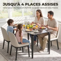 HOMCOM Table à manger rectangulaire pour 4 personnes, 130 x 70 x 75 cm, table de cuisine avec plateau en pierre frittée, marron(m-4)
