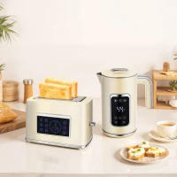 HOMCOM Touch Screen Kettle and Toaster Set - Cream(m-9)