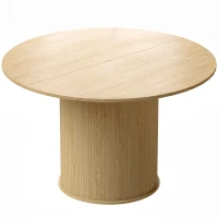 HOMCOM Table à manger ronde pour 4-6 personnes, Ø 120 x 75 cm, table de cuisine avec base cylindrique cannelée, bois naturel(m-1)
