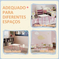 AIYAPLAY Mesa e Cadeiras para Crianças de 3 Peças Mesa Infantil com 2 Cadeiras em Madeira com Desenhos de Estrelas e Sol Rosa(m-8)