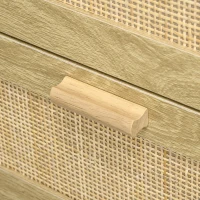 HOMCOM Mobile Cassettiera 4 Cassetti Stile Boho in Legno e Rattan, 90x45x108.5cm, Rovere(m-8)