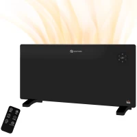 HOMCOM 2000W Electric Convector Heater, Freestanding or Wall Mounted, Space Heater with Adjustable Thermostat, Timer, Black(m-11)