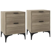 HOMCOM Set of Two Wood Effect Bedside Tables(m-1)