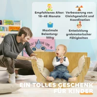 AIYAPLAY 3-in-1 Montessori klimrek voor binnen – houten klimboog met tafelblad en mat, binnenspeeltuin voor peuters en kinderen van 1,5-4 jaar, naturel hout(m-7)