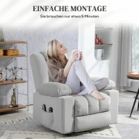 HOMCOM Elektrische TV Fauteuil met Opsta-hulp Relaxfauteuil met Lig-, Warmte- en Massagefunctie Massagesessel met Afstandsbediening Bekerhouder Zijvak USB Pocketvering Fluweel Lichtgrijs(m-8)