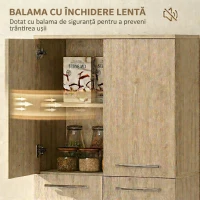 HOMCOM Mobilier de Depozitare Minimal cu 2 Dulapuri și Rafturi Reglabile, din Lemn culoare Stejar, 59x31x155 cm(m-6)
