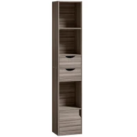 HOMCOM Bookcase with Drawers Adjustable Shelf Bookshelf with 2 Drawers and Cabinet 158 cm Grey(m-1)