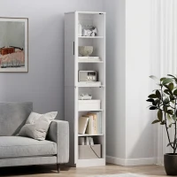 HOMCOM Meuble de salle de bain colonne avec 2 portes et 4 étagères réglables, 40 x 35 x 180 cm, blanc(m-7)