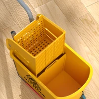 HOMCOM Mop Bucket with Wringer Set on Wheels for Floor Cleaning, 20 Litre Side Press Wringer with Handle and Mop, Yellow(m-9)