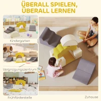 AIYAPLAY 7-teiliges Set Kletterblöcke für Babys & Kleinkinder, weiches Kletterset für den Innenbereich, Stoff, Schaumstoff, Bunt(m-7)