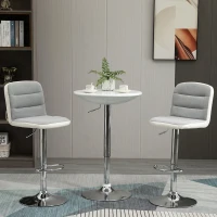HOMCOM Tavolo Rotondo da Bar con Piano Girevole, Altezza Regolabile con Leva a Gas e Base in Acciaio, Φ61x76-97cm, Bianco(m-10)