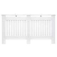 HOMCOM Slatted Radiator Cover Painted Cabinet MDF Lined Grill in White (152L x 19W x 81H cm)(m-1)