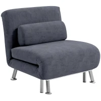 HOMCOM Single Velvet-Feel Sleeper Chair - Charcoal Grey(m-1)