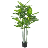 HOMCOM Plante artificielle calathea hauteur 150 cm pot ciment 53 feuilles - intérieur(m-1)