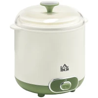 HOMCOM Joghurtbereiter, 1,5 L Joghurtmaschine mit Sieb, Deckel, 20 W Joghurt-Maker für griechischen Joghurt, für 3–5 Personen, 19,5x17,5x21,4 cm, Weiß(m-12)