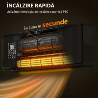 HOMCOM Aerotermă de perete cu Telecomandă, Negru(m-4)