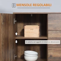 HOMCOM Credenza Moderna in Truciolato e Metallo con 2 Armadietti a 2 Ante con Ripiani e 3 Cassetti, 120x39.5x77 cm(m-6)
