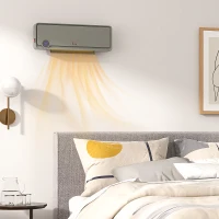 HOMCOM Wall Downflow Heater 2 Heat and Fan 1000W/2000W, Electric Space Heater with Timer Remote Oscillating, for Bedroom Home Office, Grey(m-2)