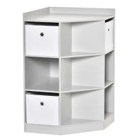 HOMCOM Aufbewahrungsregal für Kinder, 3 Vliesschubladen, MDF, kippsicher, Grau(m-11)