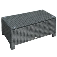 Outsunny Garten Beistelltisch Couchtisch Gartentisch Balkontisch Polyrattan Schwarz 85 x 50 x 39 cm(m-1)