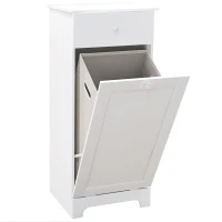 HOMCOM Single Hamper Laundry Storage Cabinet - White(m-1)