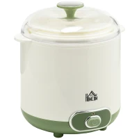 HOMCOM Joghurtbereiter, 1,5 L Joghurtmaschine mit Sieb, Deckel, 20 W Joghurt-Maker für griechischen Joghurt, für 3–5 Personen, 19,5x17,5x21,4 cm, Weiß(m-1)