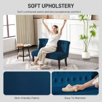 HOMCOM Velvet 2 Seater Sofa, Button Tufted Wingback Loveseat with Rubber Wood Legs for Living Room, Bedroom, Dark Blue(m-5)