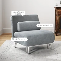 HOMCOM Adjustable Back Futon Sofa Chair - Grey(m-6)