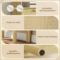 HOMCOM Meuble à chaussures 18 paires, armoire à chaussures étroite avec 3 tiroirs rabattables, étagères réglables, chêne(m-7)