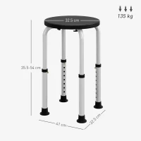 Homcom Scaun Dus – Reglabil, Antialunecare, Alb(m-3)