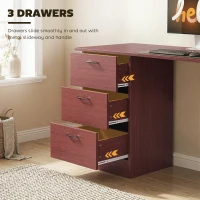 HOMCOM Computer Desk, Writing Table, PC Workstation with 3 Storage Shelves and Drawers, Handle, for Home Office, Walnut Brown(m-5)