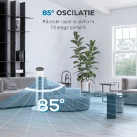 Ventilator turn HOMCOM cu telecomandă, 3 viteze, mod de repaus, oscilație, temporizator de 15 ore, afișaj LED, alb(m-6)