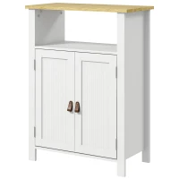kleankin Mueble Bajo para Baño con Almacenaje Armario de Puertas y Estante Ajustable para Aseo o Baño Moderno 60x30x80,5cm Blanco(m-11)