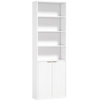 HOMCOM Bookcase Adjustable Shelf Bookshelf Anti-Tip Hardware 6-Tier, White(m-1)