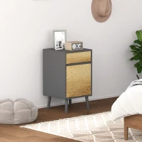 HOMCOM Comodino con Cassetto e Armadietto Moderno Senza Maniglie, 40x39x69 cm, Grigio Scuro e Legno(m-10)