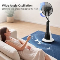 HOMCOM Pedestal Fan with Water Mist Spray, Spray Misting Fan with 75° Oscillation, Remote Control, Tilt Head, 3 Speeds, 3 Modes, 3 Mist, 3L Water Tank, Wheels, for Home, 125 cm(m-6)