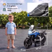 AIYAPLAY Licensed Honda 12V Kids Electric Motorbike with Training Wheels, Soft Start, Headlights, Music for 3-6 Years, Blue(m-3)