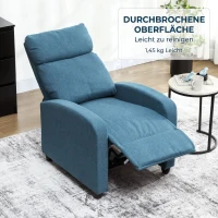 HOMCOM Fotoliu Relax Reclinabil Manual cu Suport pentru Picioare și Tapițerie din Țesătură, Albastru(m-8)